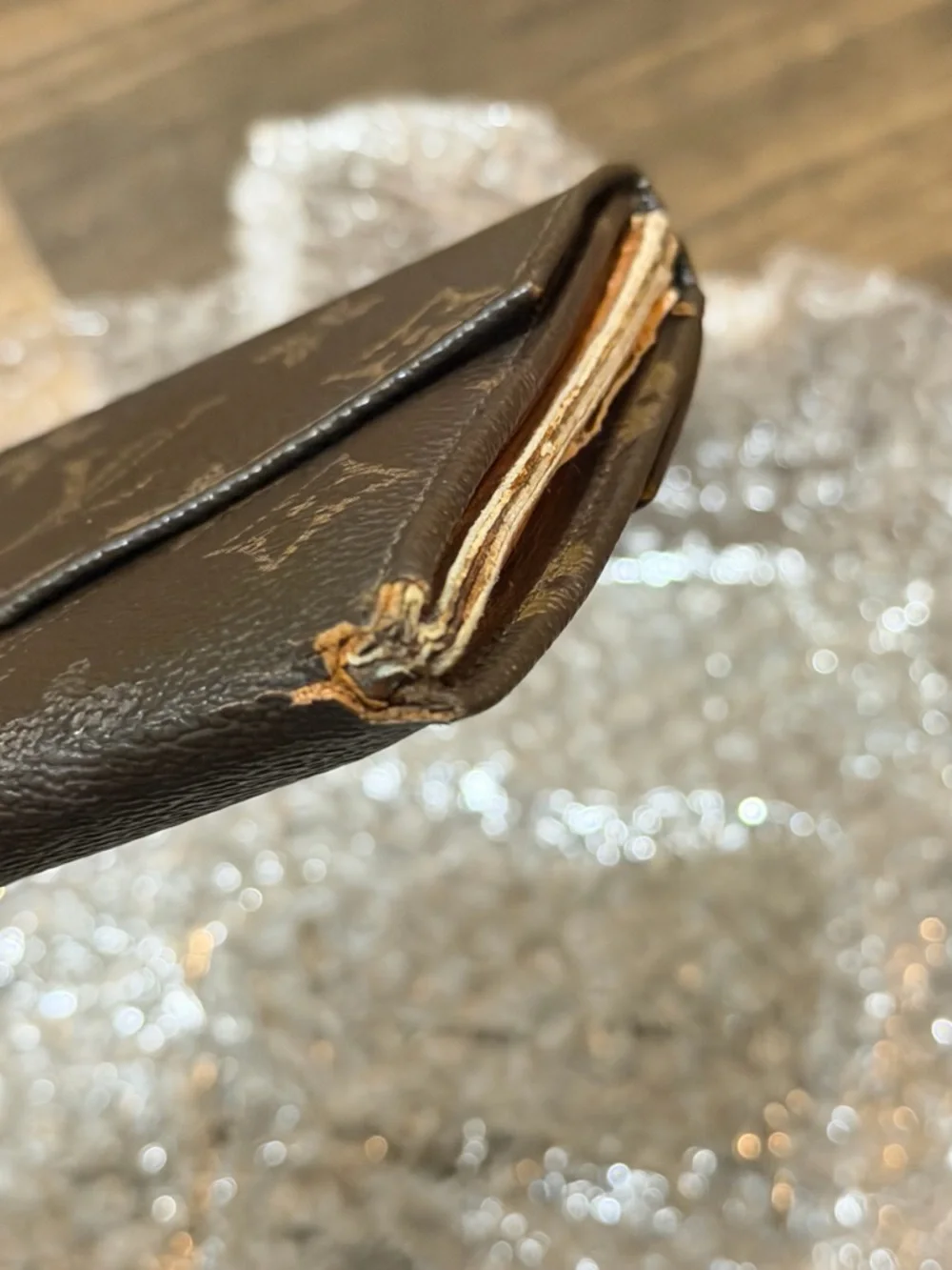 Louis Vuitton Tan Monogram Textured Leather Detail